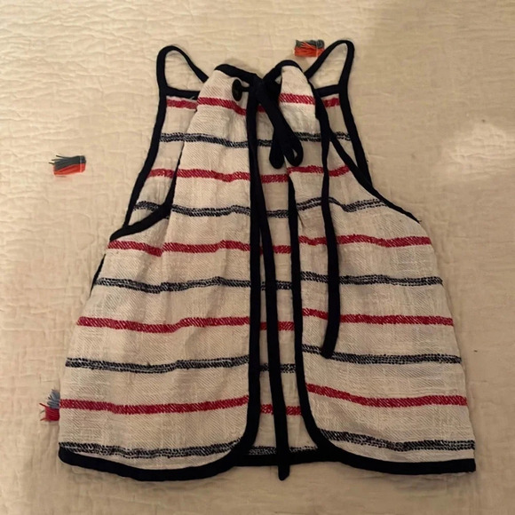 Free people striped white tank top open back small - Picture 2 of 5